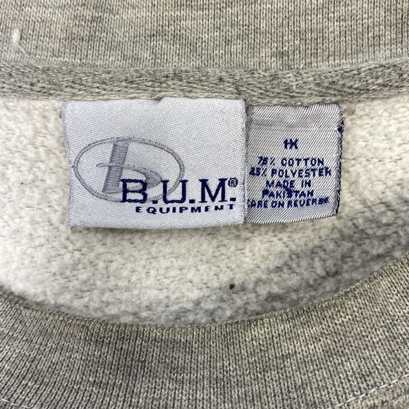 Vintage B.U.M Equipment Grey Crewneck Sweatshirt 1X Grunge - Picture 3 of 8